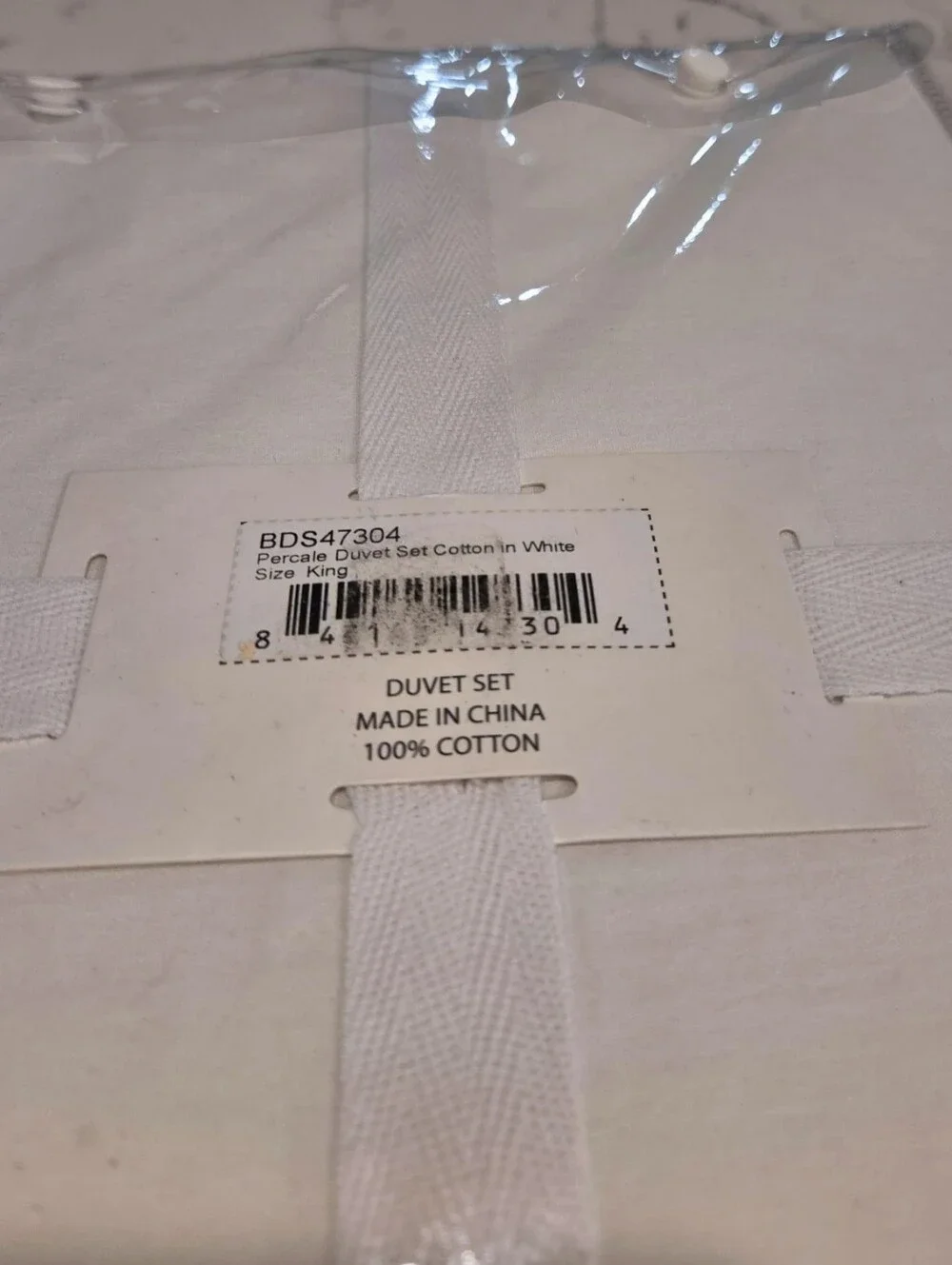 Spring+Mercer 100% Cotton Percale Duvet Cover Set King White Bedding Cottage